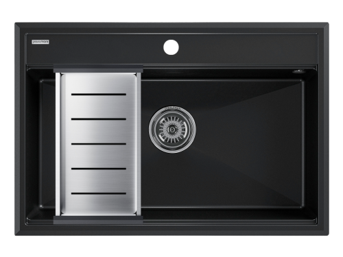 Кухонная мойка + коландер Paulmark PM117551-BLM+A375-BS 75х50 цвет черный